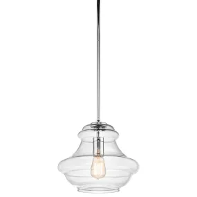 Everly 12 in. Pendant Light Chrome Finish Clear Glass