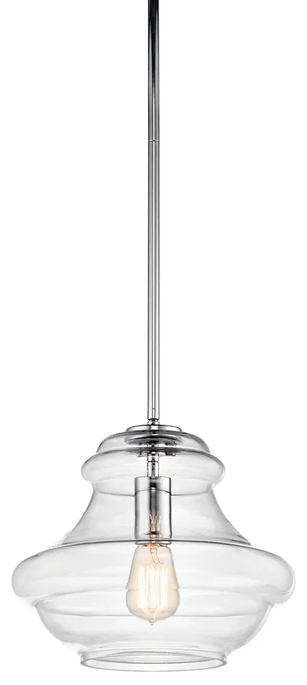 Everly 12 in. Pendant Light Chrome Finish Clear Glass