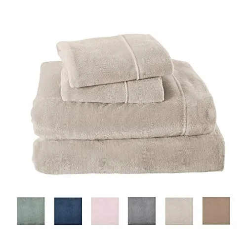 Extra Soft Cozy Velvet Plush Sheet Set. Deluxe Bed Sheets with Deep Pockets