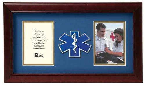 Flag Connections US EMS Medallion Double Picture Frame - Two 4 x 6 Photo Openings