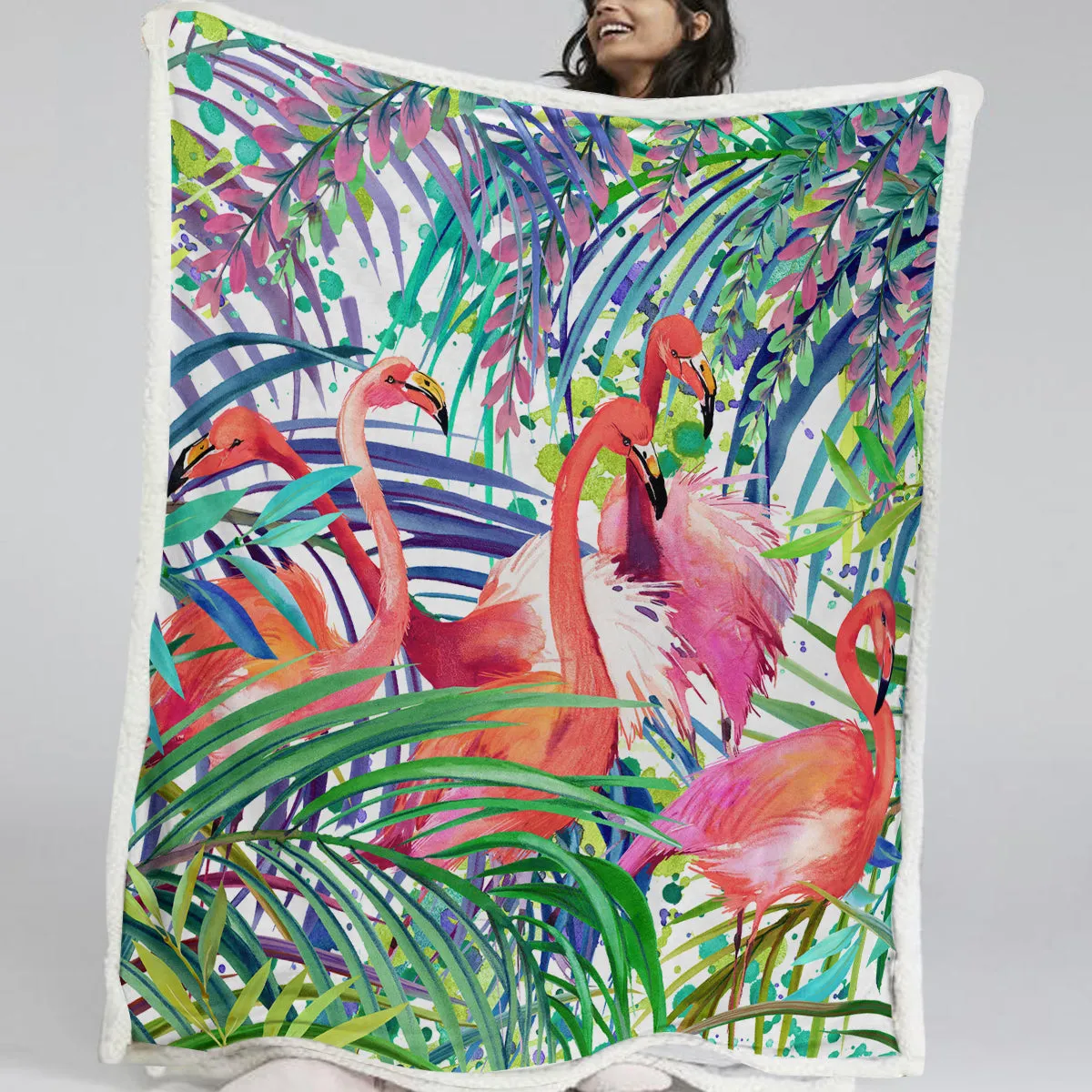 Flamingo Passion Soft Sherpa Blanket