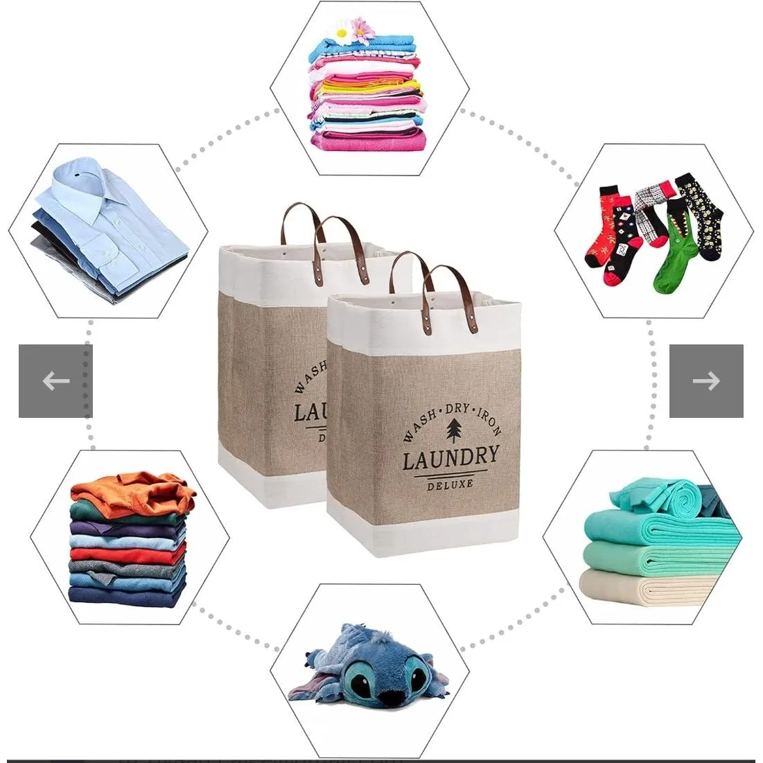 Foldable Canvas Laundry Bag Basket