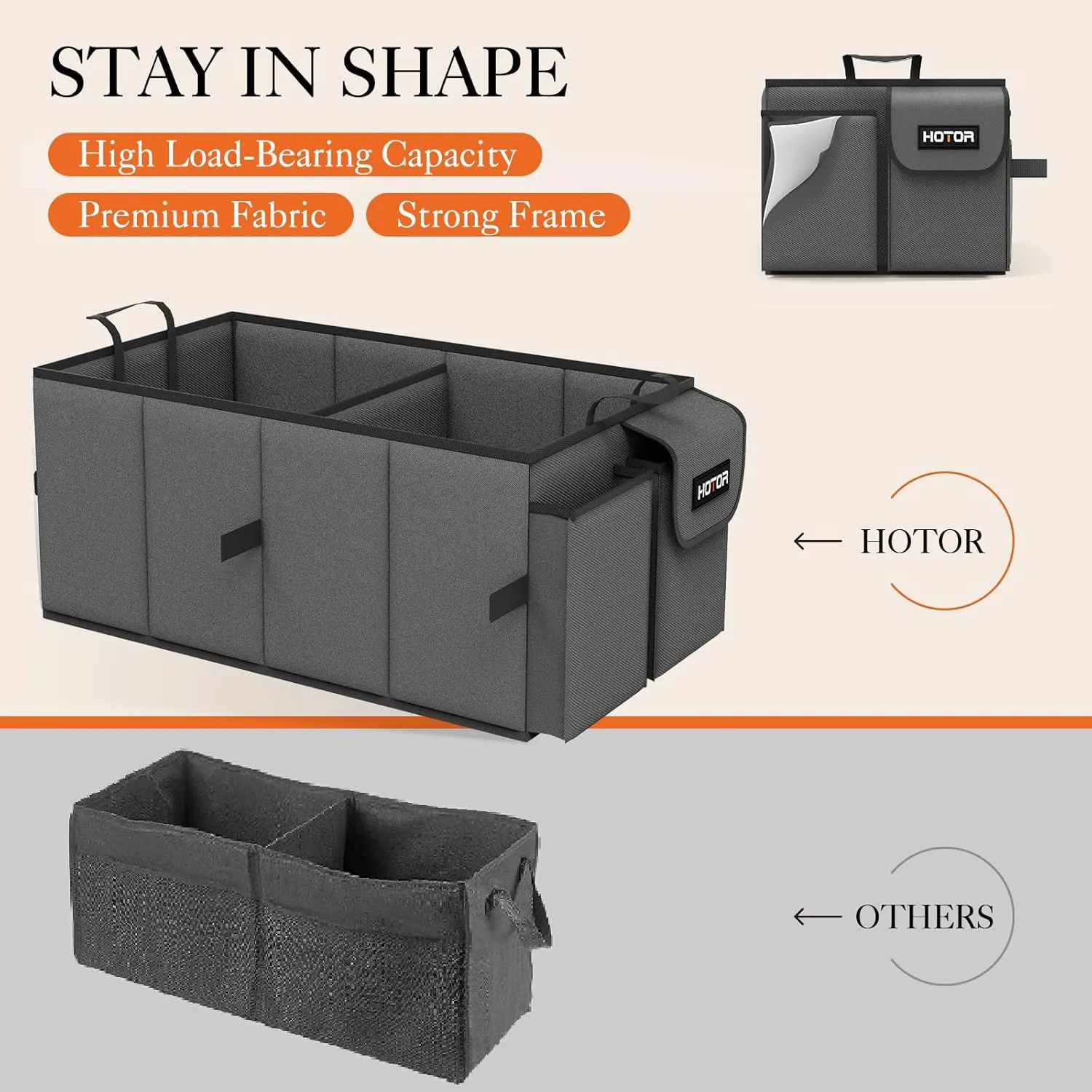 Foldable Car Trunk Organizer - Sturdy 2-Compartment Storage for Accessories & Tools