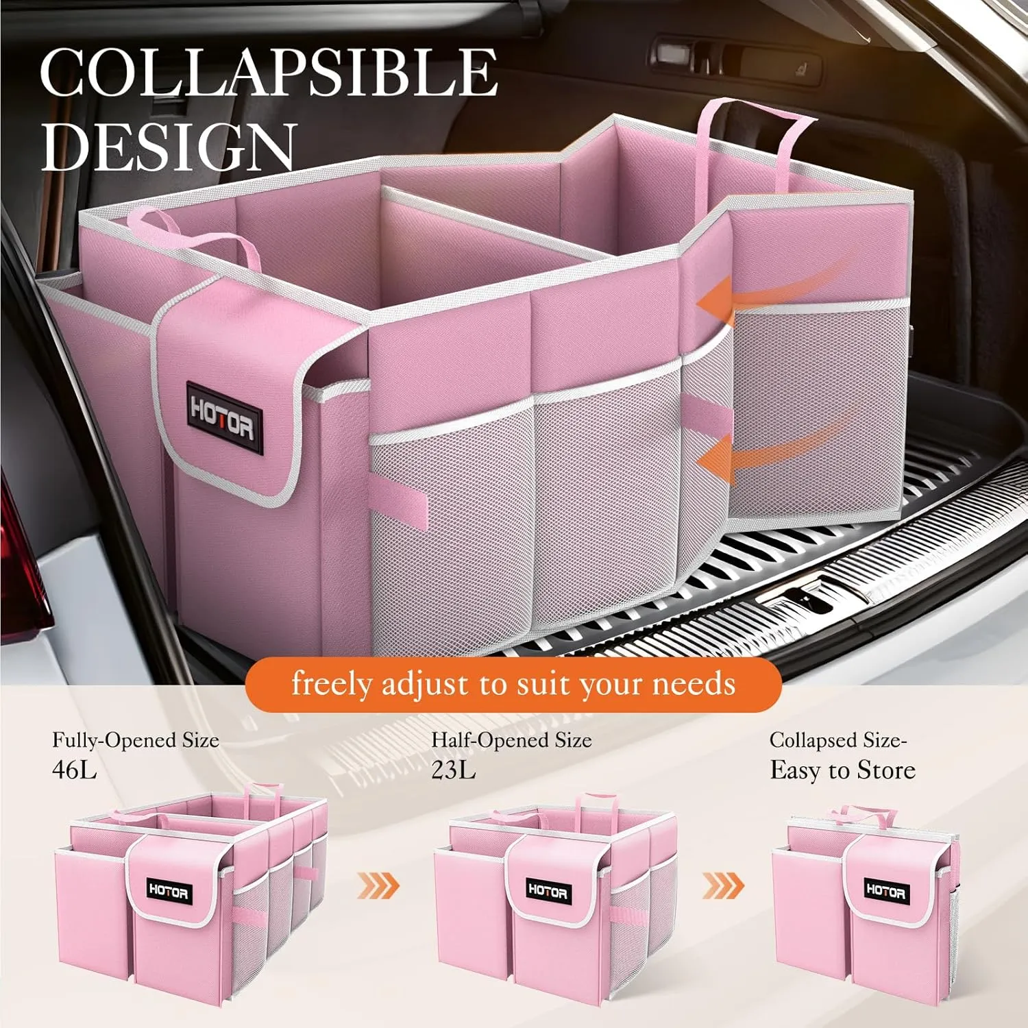 Foldable Car Trunk Organizer - Sturdy 2-Compartment Storage for Accessories & Tools