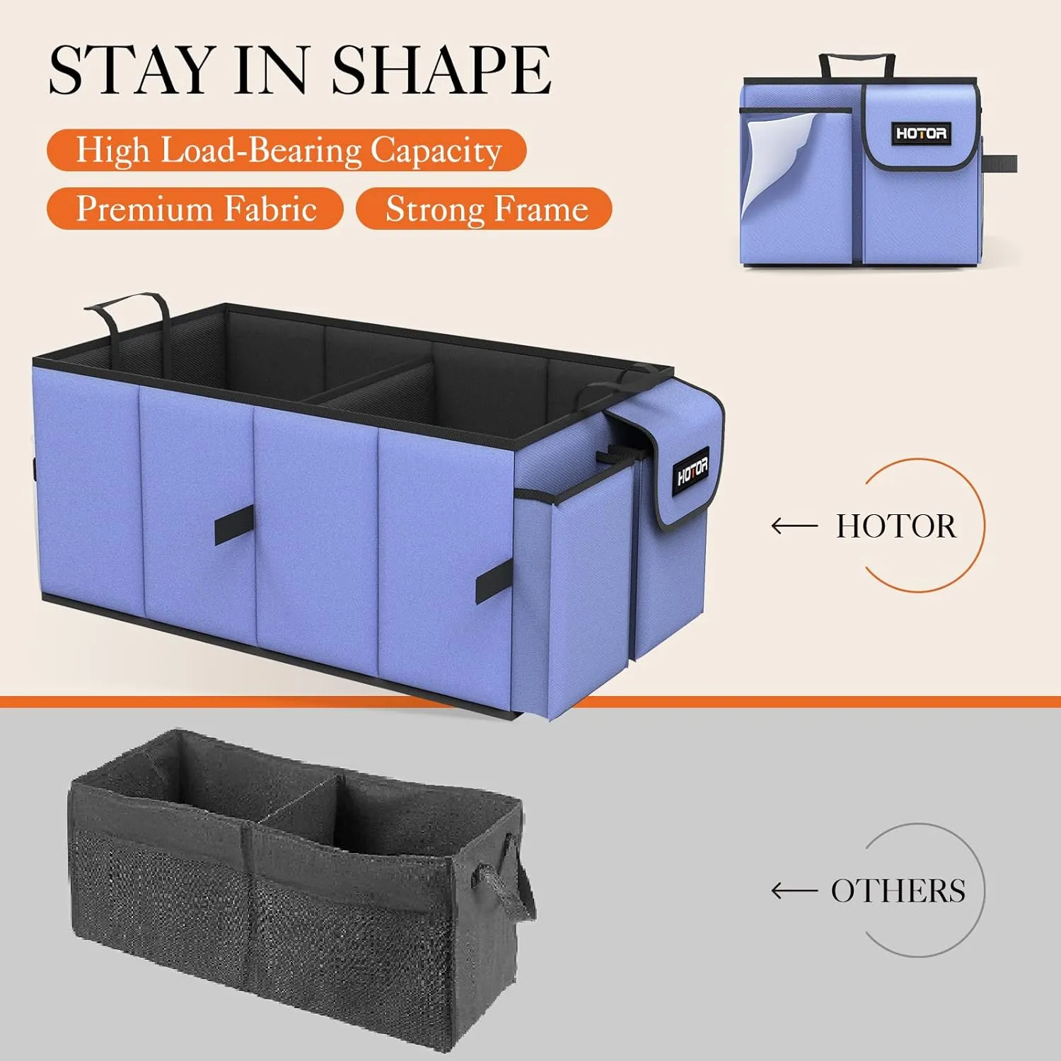 Foldable Car Trunk Organizer - Sturdy 2-Compartment Storage for Accessories & Tools