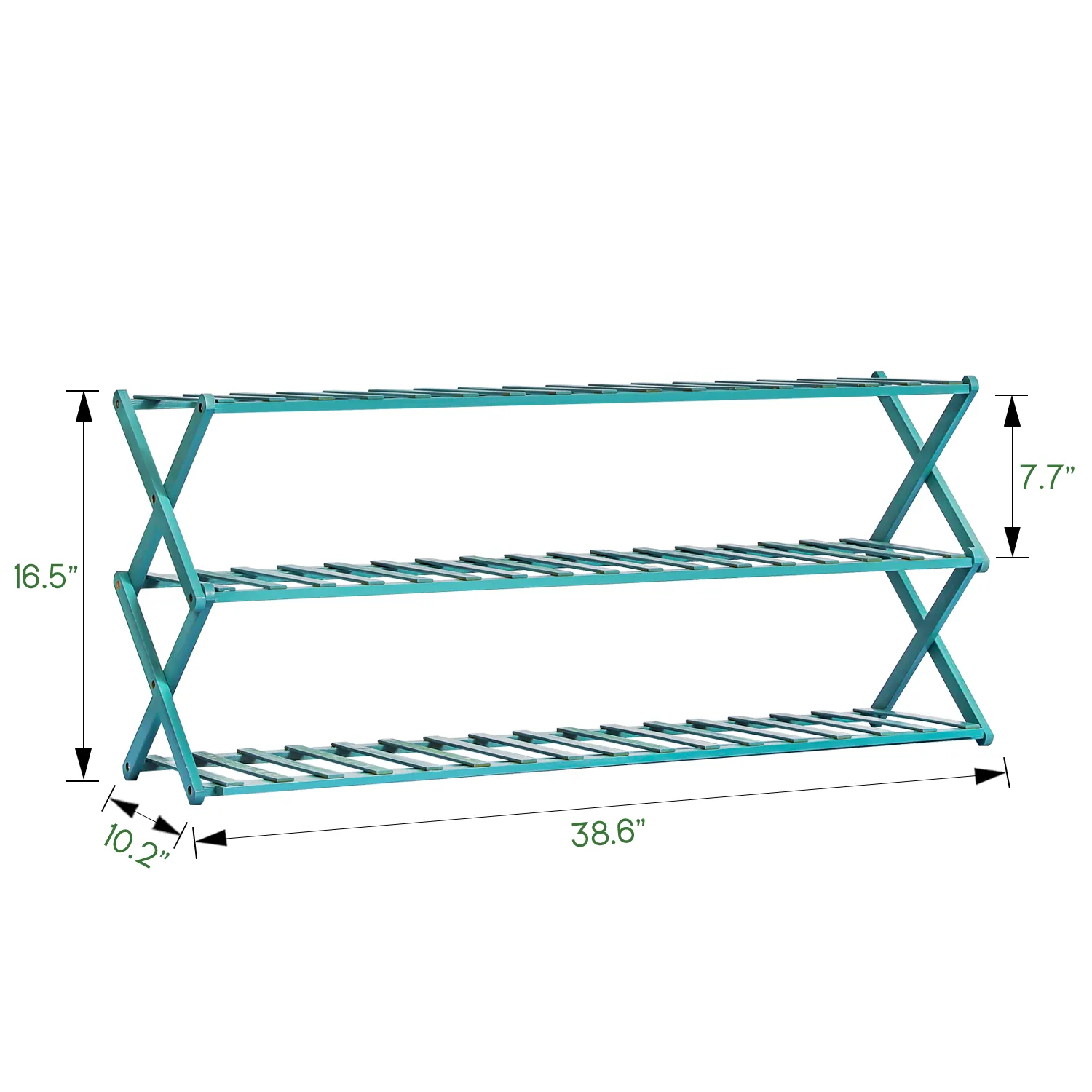 Foldable Multifunctional Shoe Rack Organizer - 3 Tier - Green