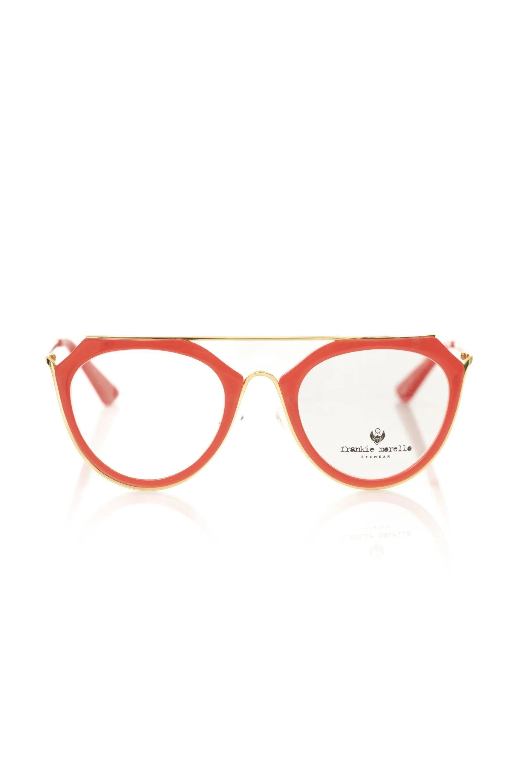 Frankie Morello Chic Aviator Eyeglasses with Coral Accent