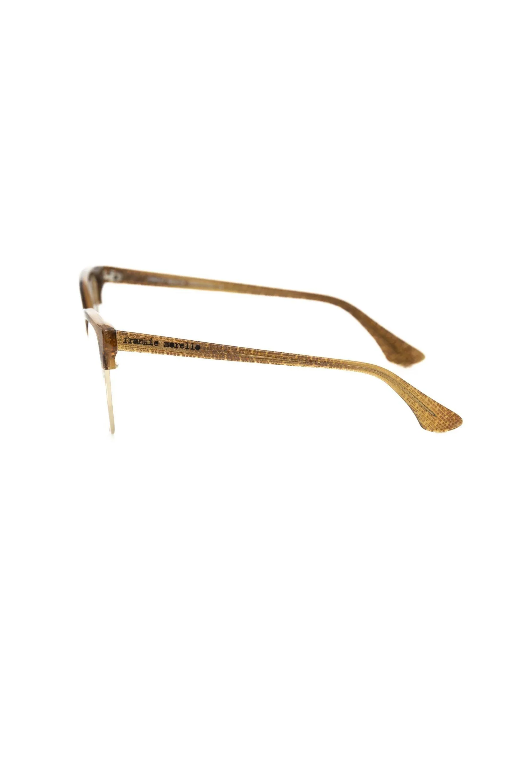 Frankie Morello Elegant Clubmaster Brown Glitter Eyeglasses