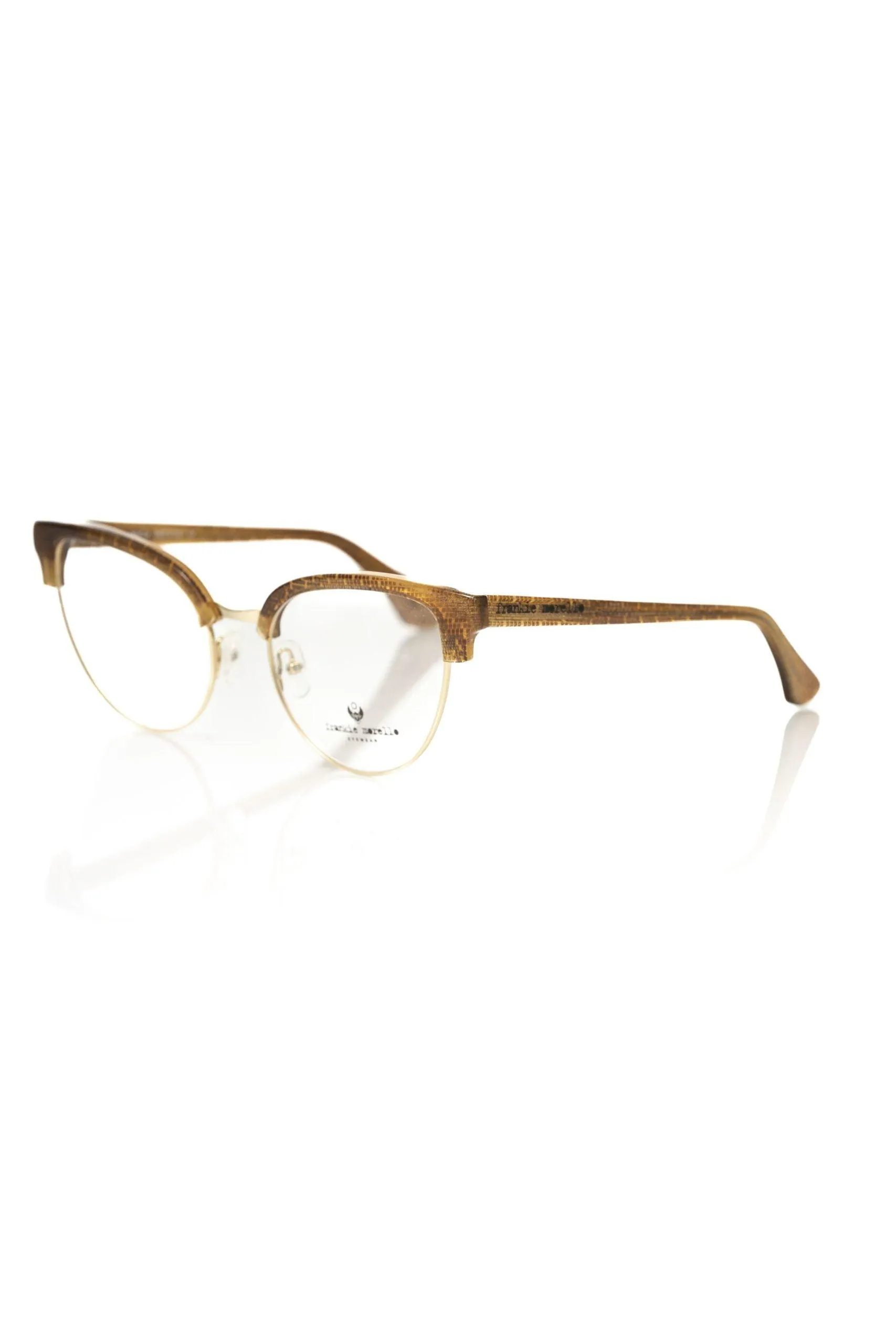 Frankie Morello Elegant Clubmaster Brown Glitter Eyeglasses