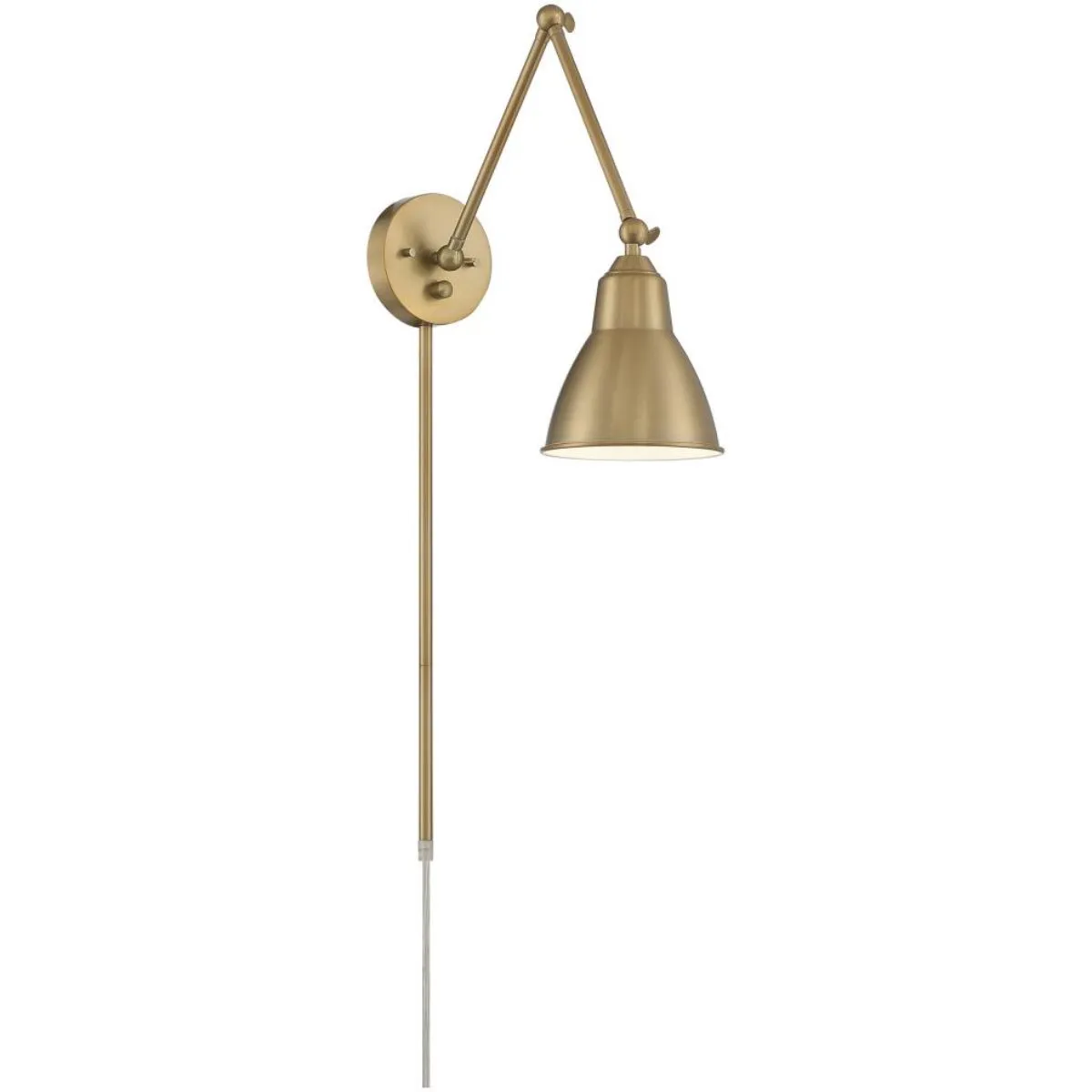 Fulton 10 in. Plug In Swing Arm Wall Sconce Vintage Brass