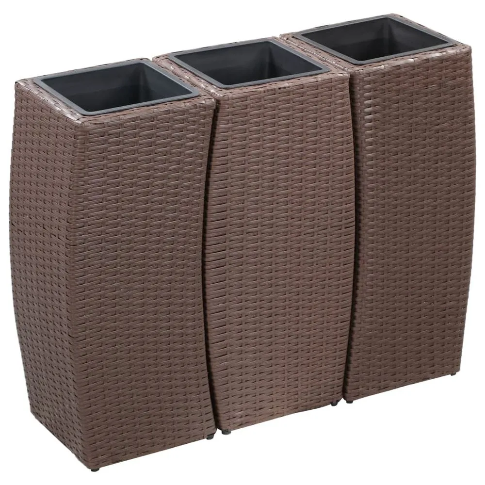 Garden Raised Beds 3 pcs Poly Rattan Black