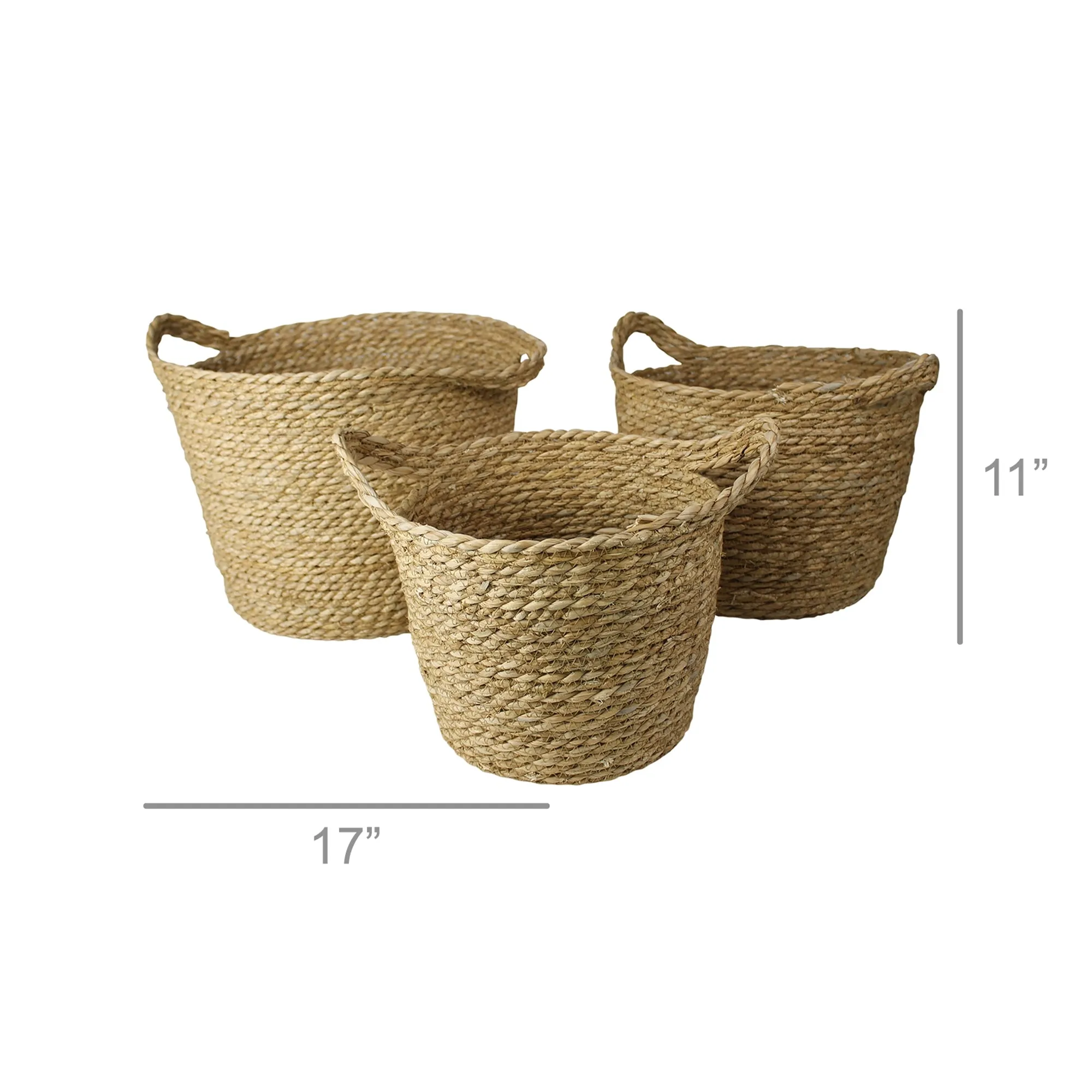 Gideon Grass Baskets - Set/3 By HomArt