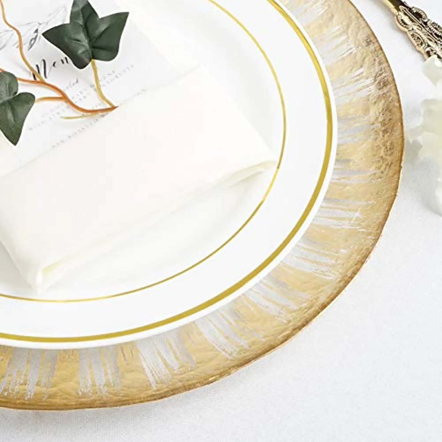 Glass Chargers for Dinner Plates - with Gold Rim - Set of 4