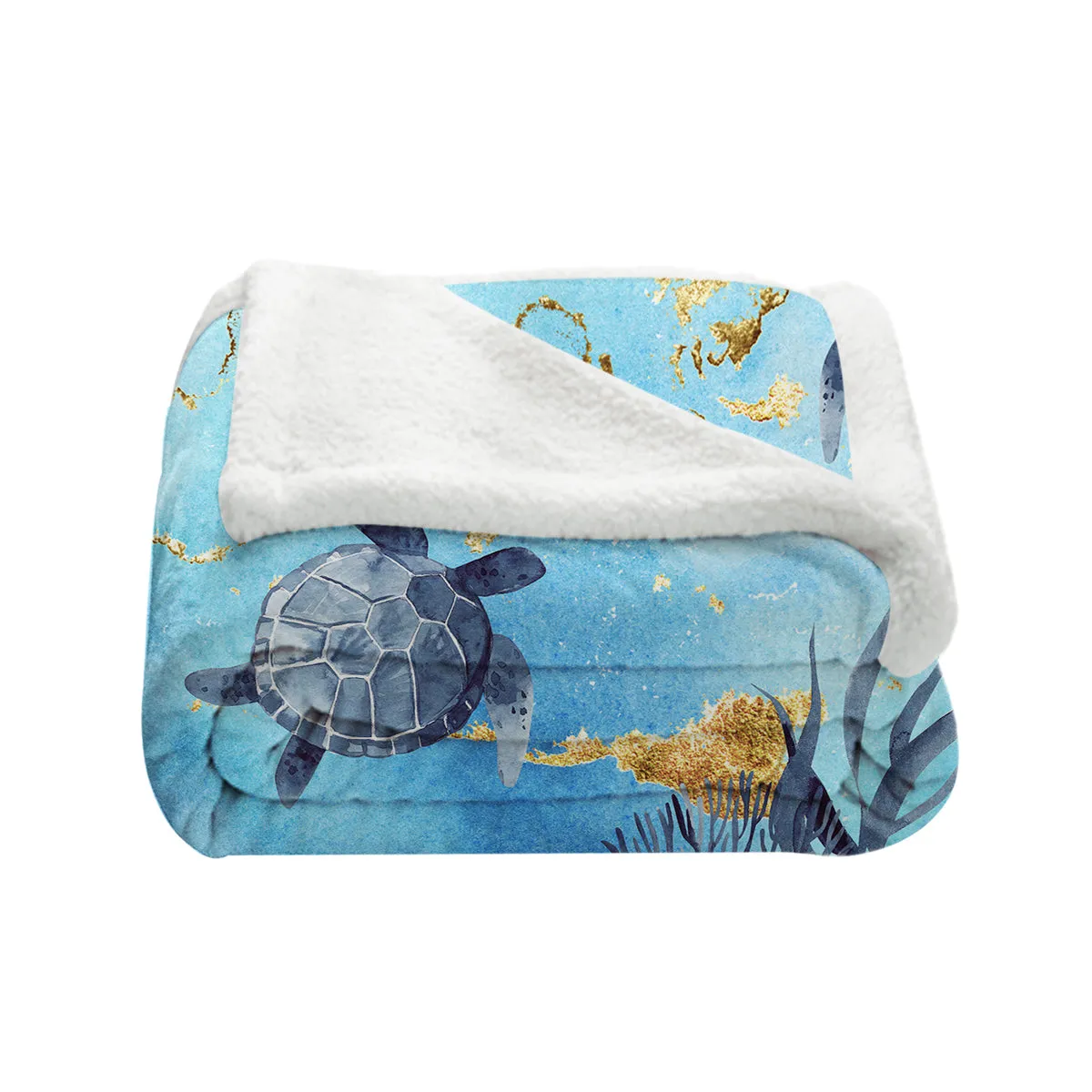 Golden Sea Turtle Bay Sherpa Blanket