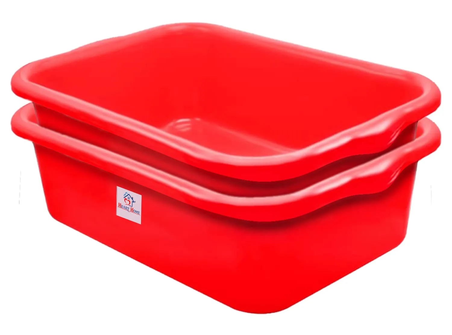 Heart Home Multiuses Rectangular Plastic Extra Large Tray, Organizer Pack of 2 (Red)