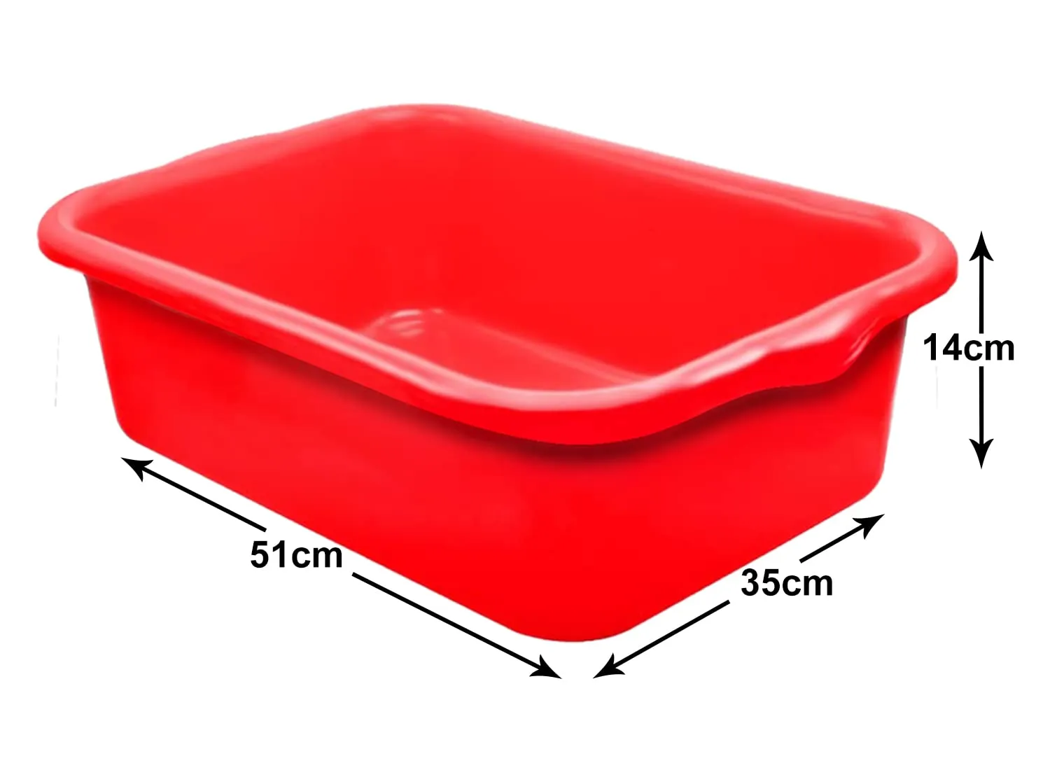 Heart Home Multiuses Rectangular Plastic Extra Large Tray, Organizer Pack of 2 (Red)