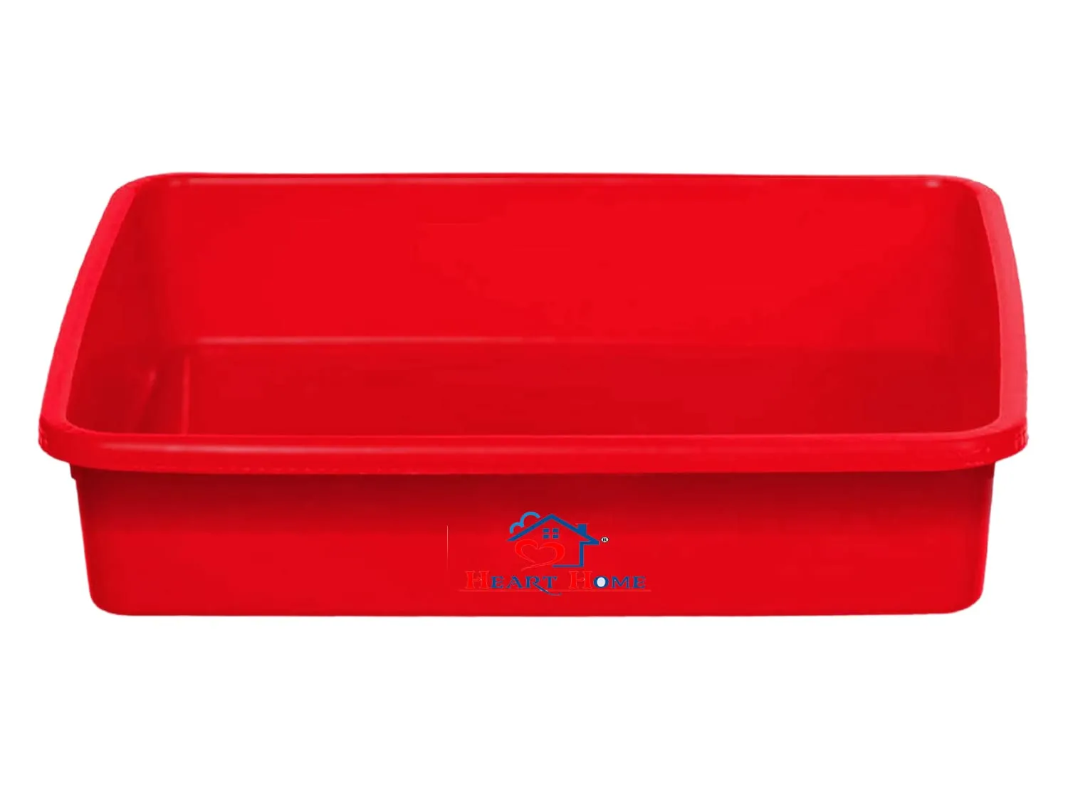 Heart Home Multiuses Rectangular Plastic Extra Large Tray, Organizer Pack of 2 (Red)