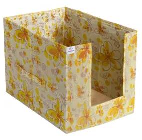 Heart Home Saree Organizer for Wardrobe/Closet Storage Box and Clothing Organiser for Women Clothes With Flower Design (Yellow)