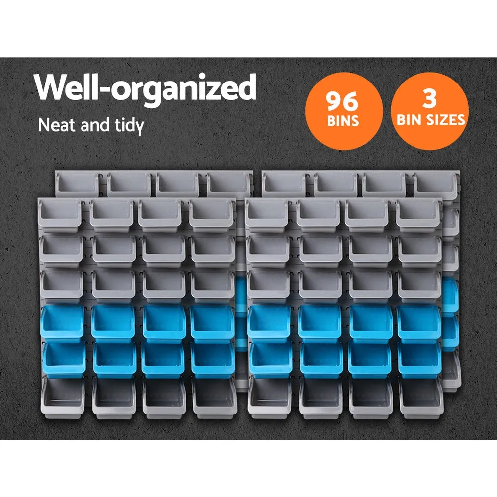 Heavy Duty 96 Bin Rack Wall Mounted Storage Giantz