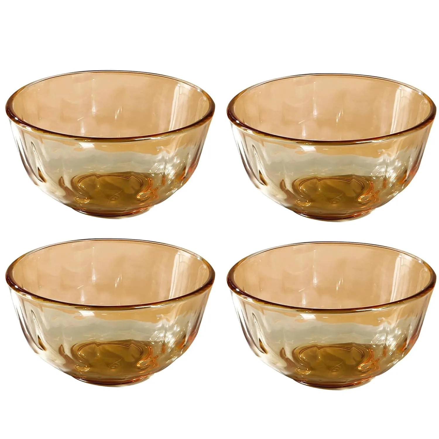 Homestic Set of 4 Borosilicate Glass Bowls | 420 ml Each | Microwave Safe | Scratch Resistant | Serving & Mixing Bowls for Kitchen | Round | Transparent | Yellow