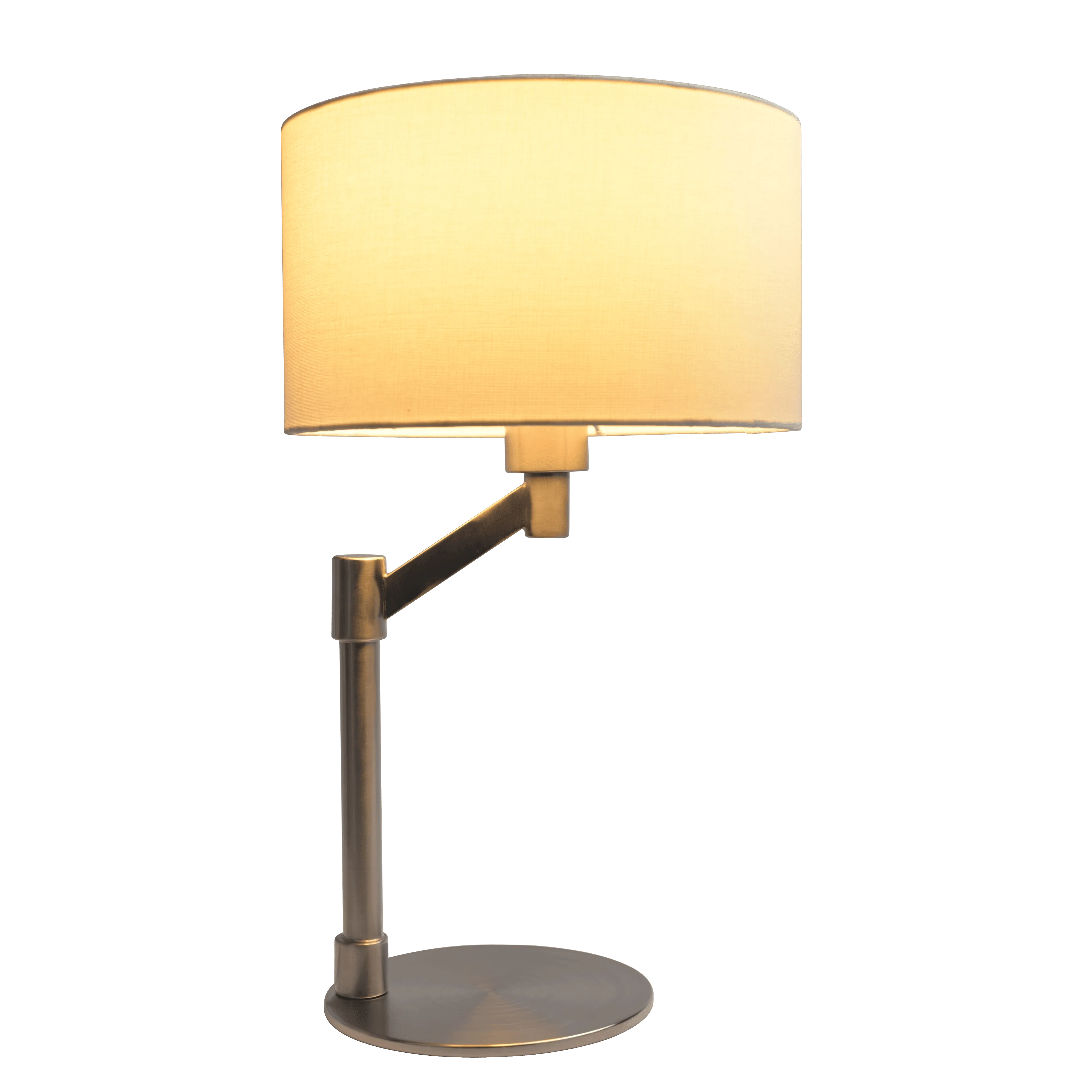 Horizon Brushed Nickel Table Lamp with On/Off Switch Curved Metal Base Linen Shade