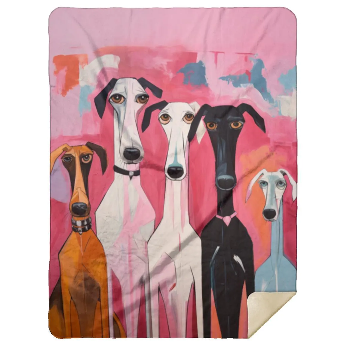 Iconic Artist Inspired Original Dog Art Design Premium Sherpa Blanket