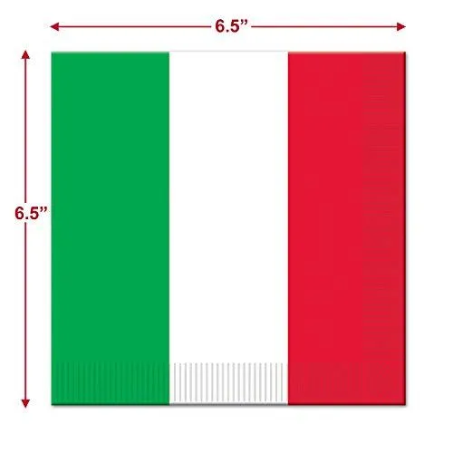 Italian Party Supplies - Italy Flag Red, White, and Green Paper Dinner Plates and Luncheon Napkins (Serves 16)