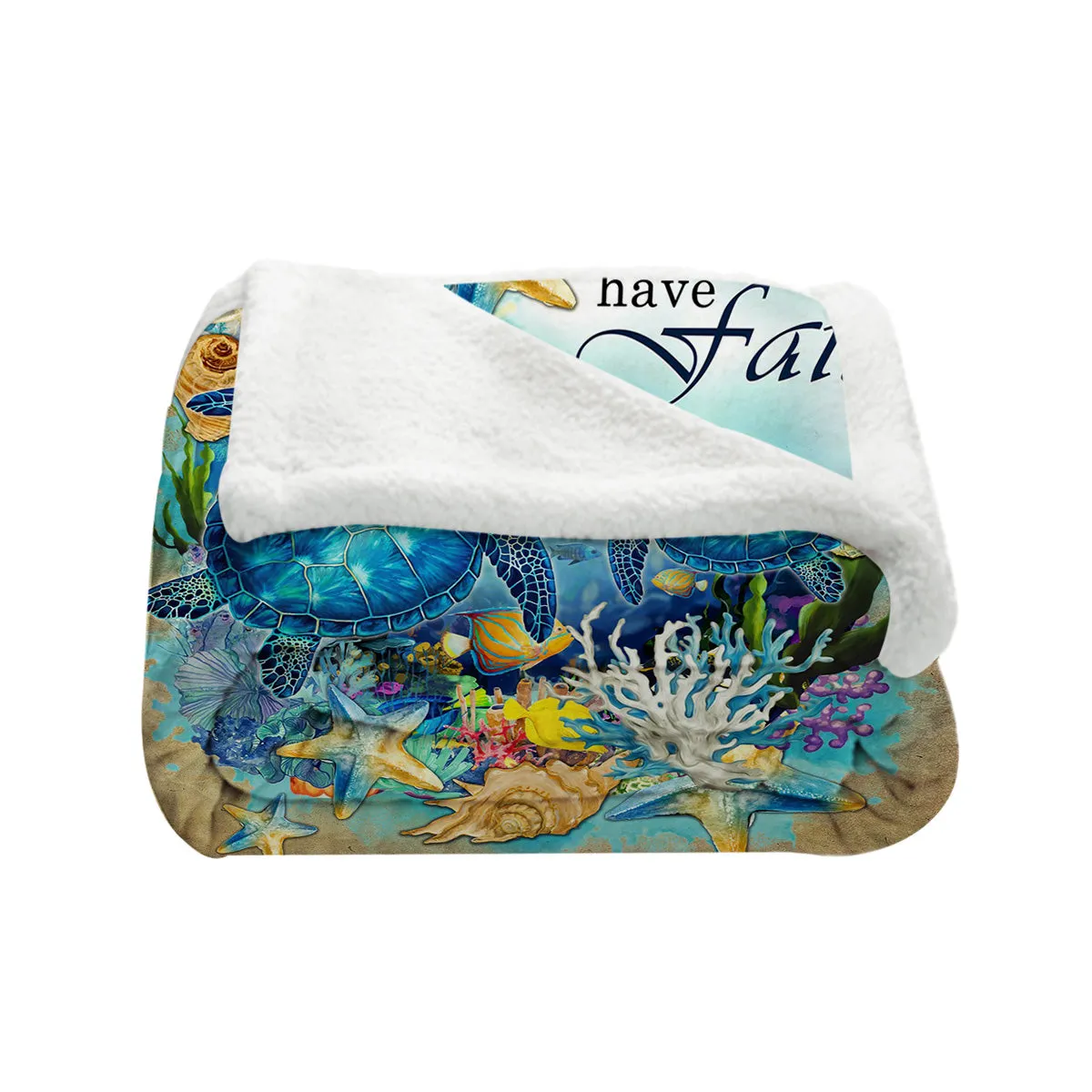 Just Have Faith Sea Turtle Soft Sherpa Blanket