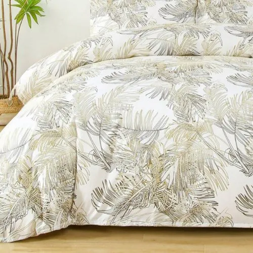 King Size 6 pieces, duvet cover set, golden leaf design.