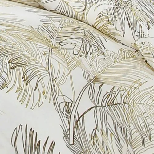 King Size 6 pieces, duvet cover set, golden leaf design.