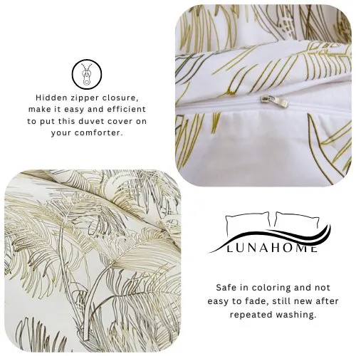 King Size 6 pieces, duvet cover set, golden leaf design.