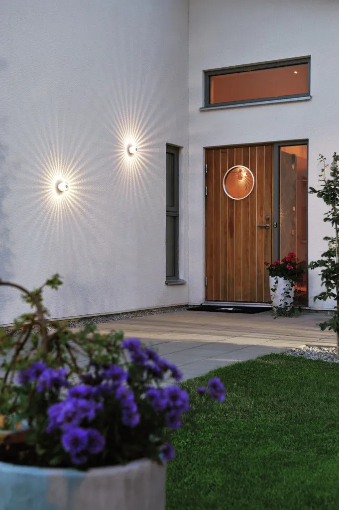 Konstsmide Monza Round Outdoor LED Wall Light Anodised