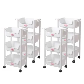 Kuber Industries (Set of 4) Slim Storage Organizer Rack | 3-Layer Rack for Storage | Laundry Organizers and Storage Racks | Side Rack for Kitchen | White