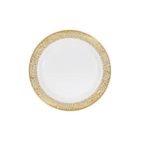 Lace Plastic Plates 7.5" Small (10/pk) - White Gold-Trimmed