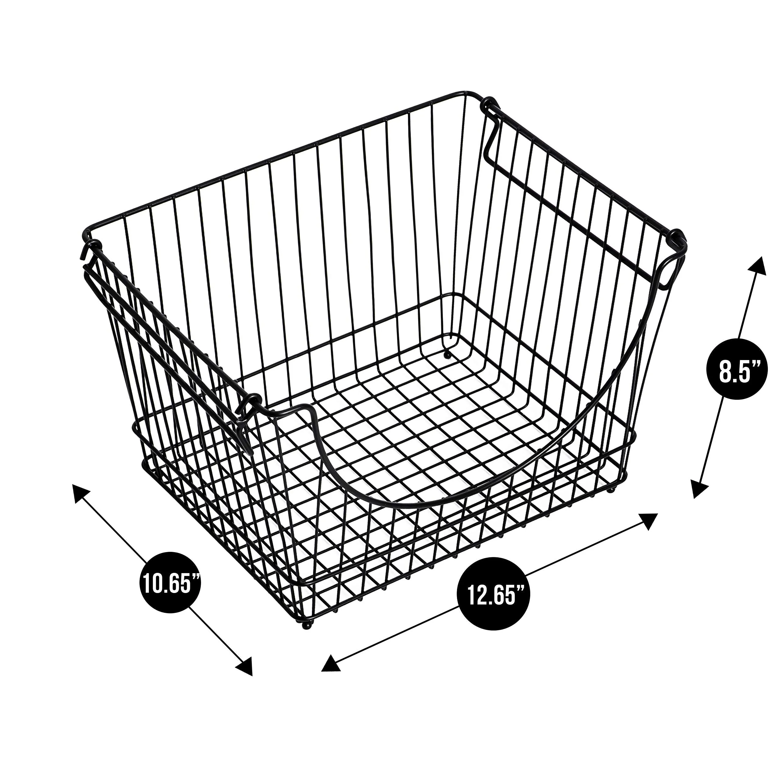 Large Metal Wire Stacking Baskets with Handles