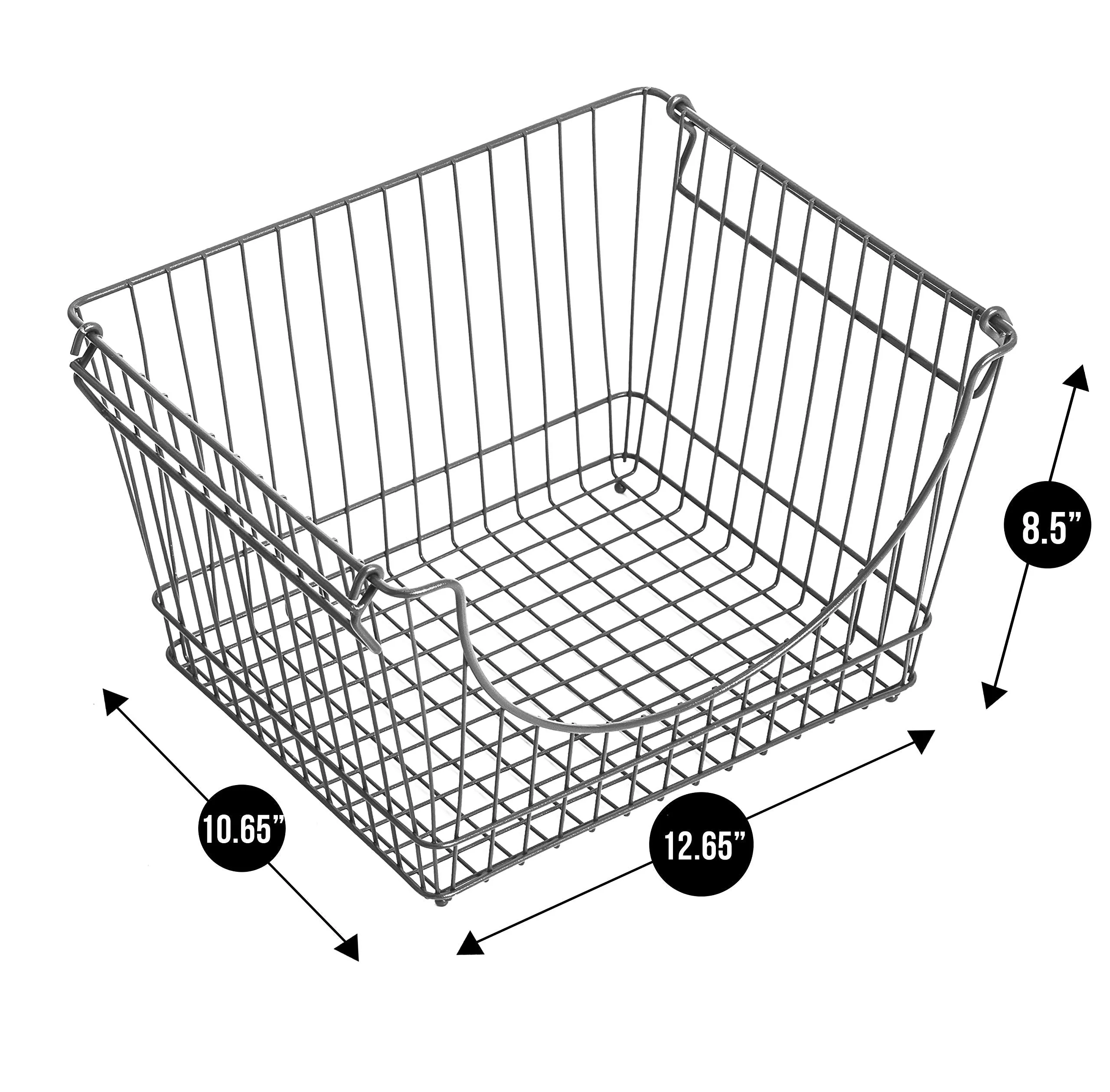 Large Metal Wire Stacking Baskets with Handles