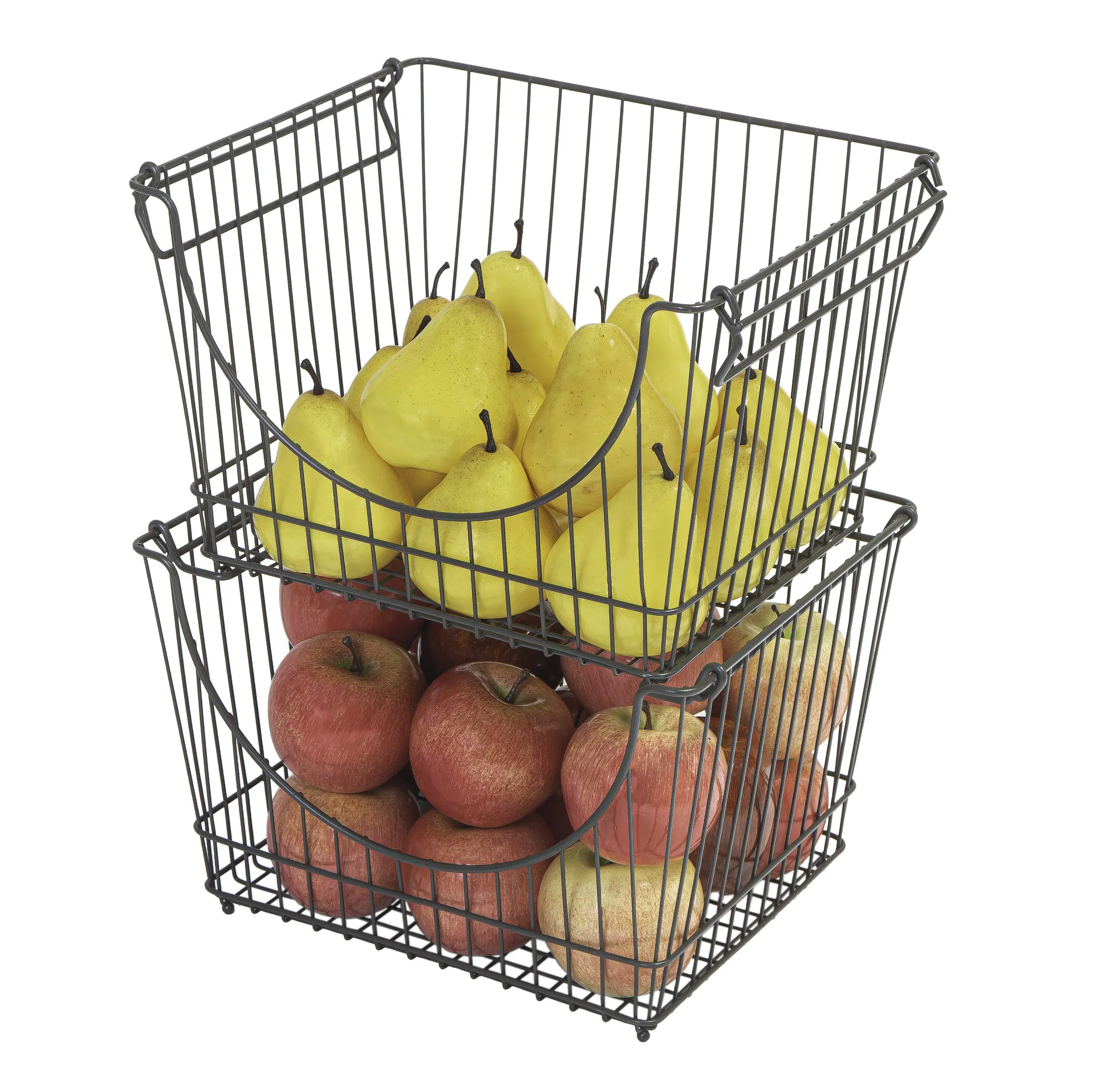 Large Metal Wire Stacking Baskets with Handles