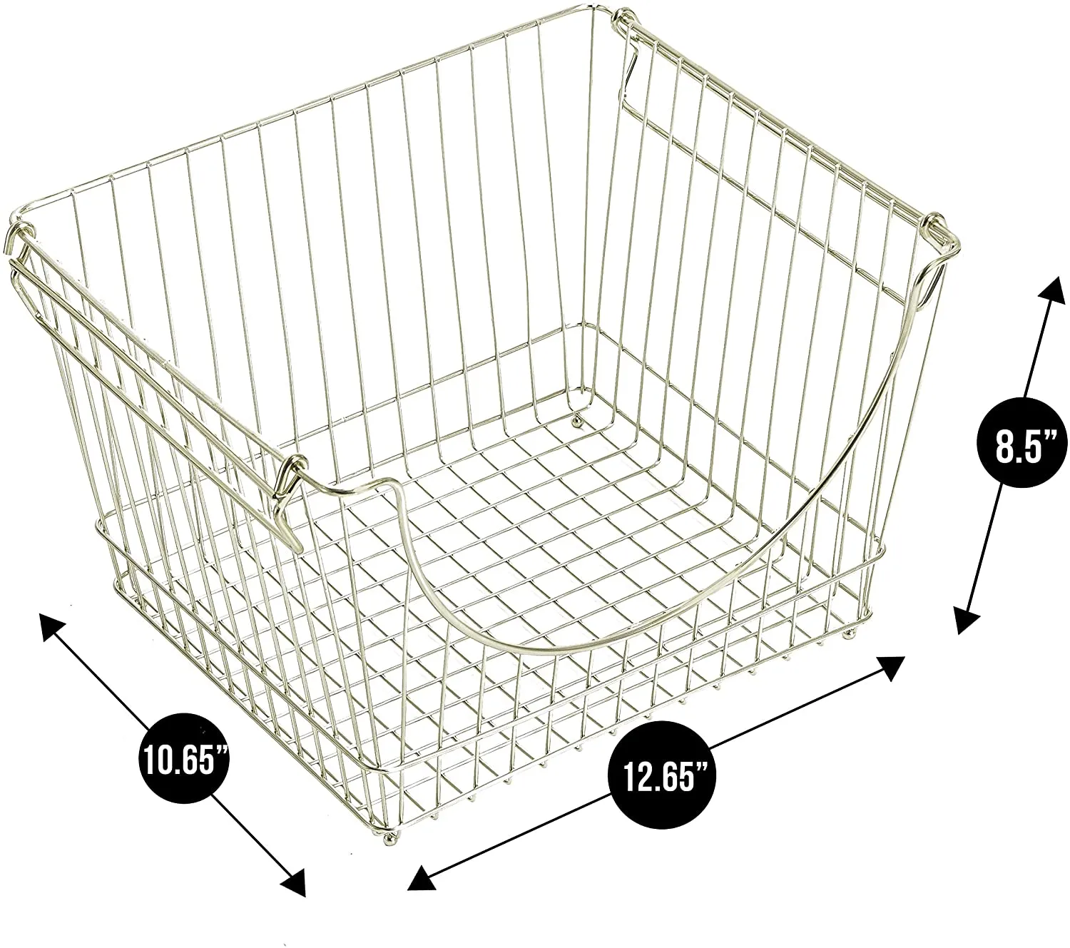 Large Metal Wire Stacking Baskets with Handles