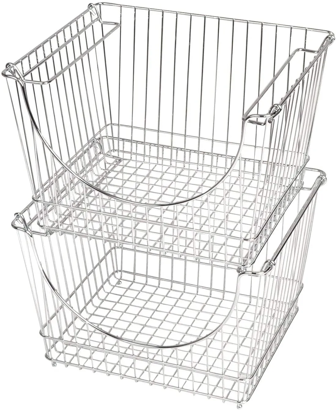 Large Metal Wire Stacking Baskets with Handles