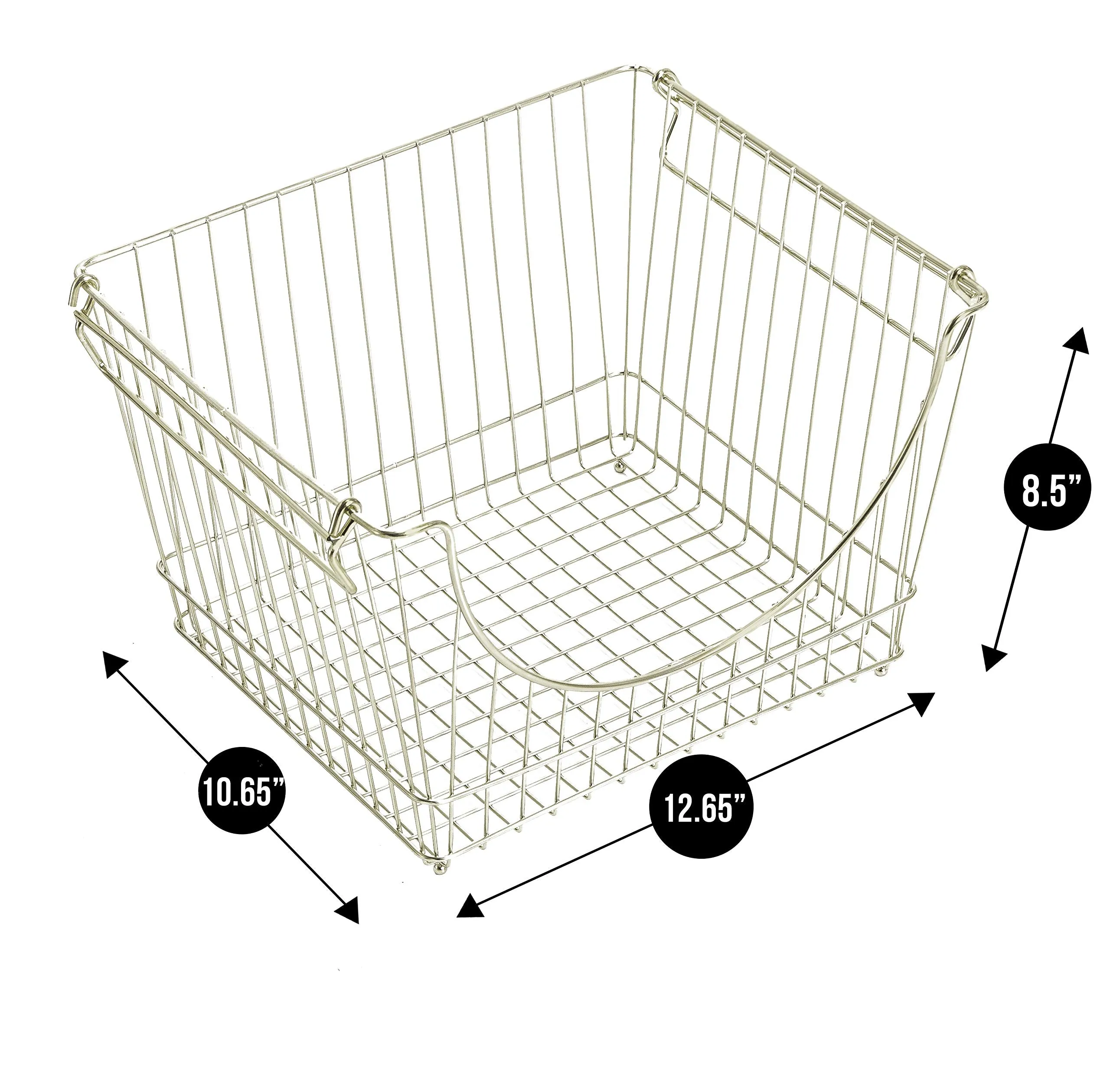 Large Metal Wire Stacking Baskets with Handles