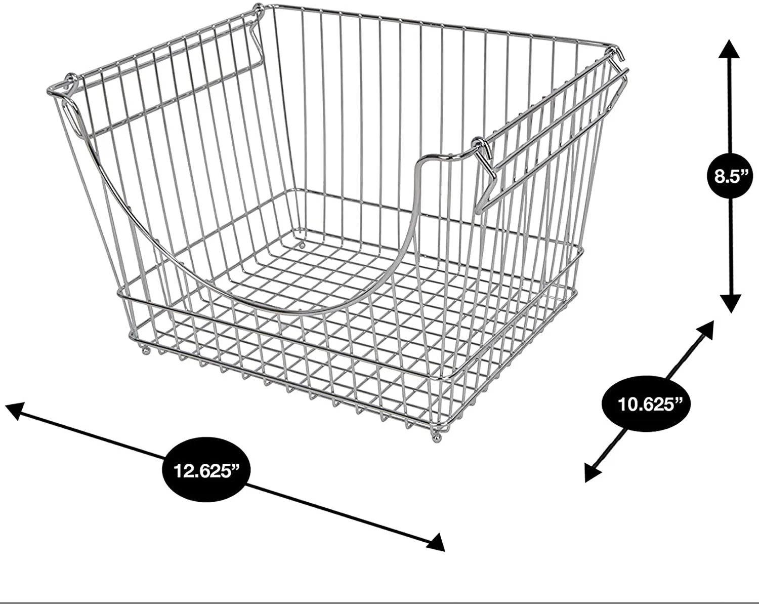 Large Metal Wire Stacking Baskets with Handles