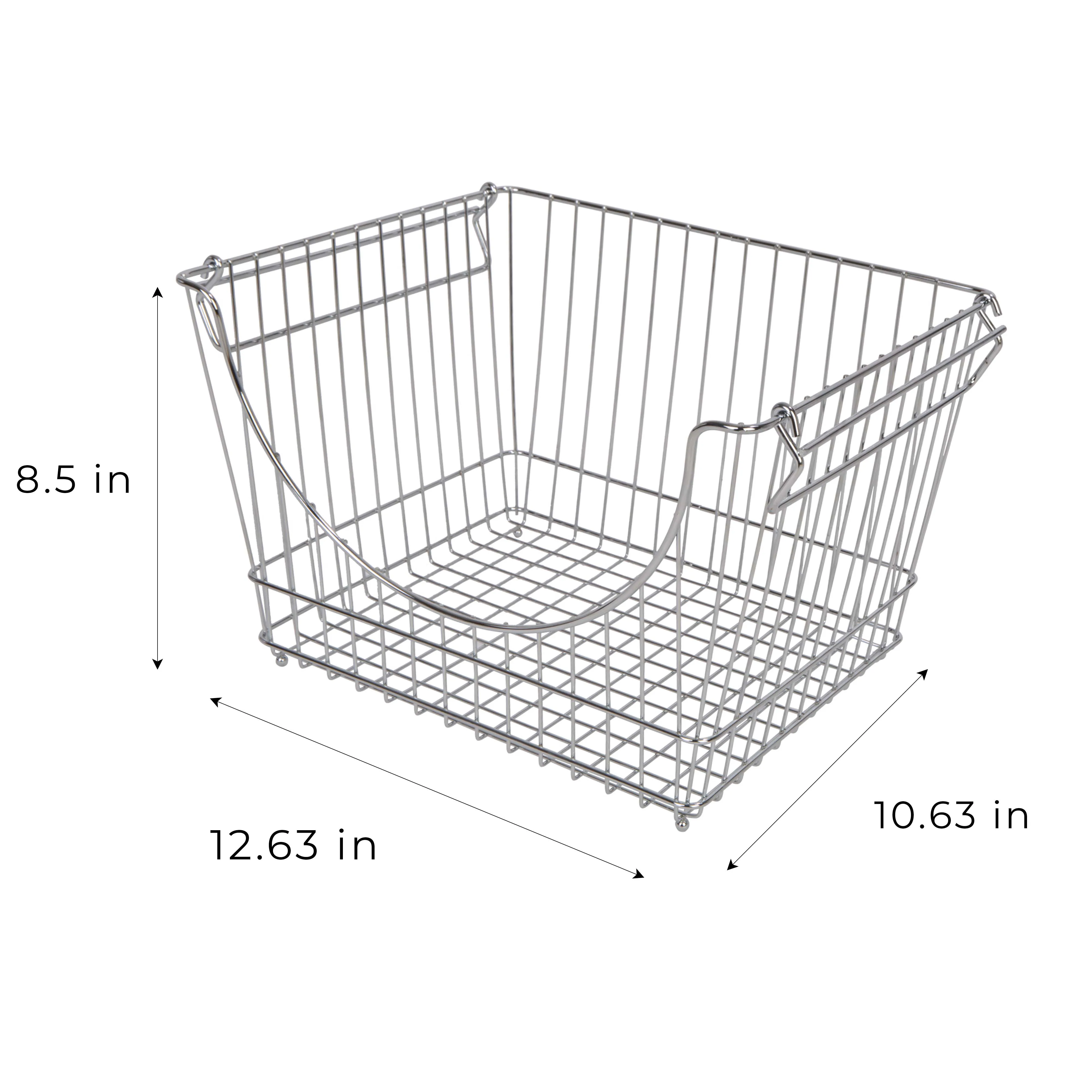 Large Metal Wire Stacking Baskets with Handles