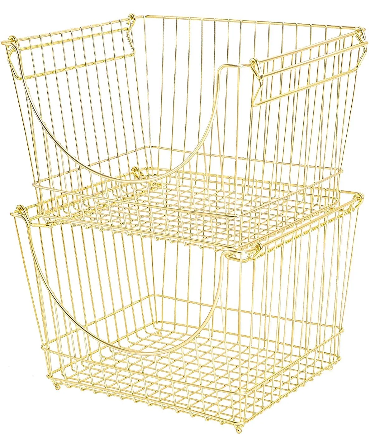 Large Metal Wire Stacking Baskets with Handles