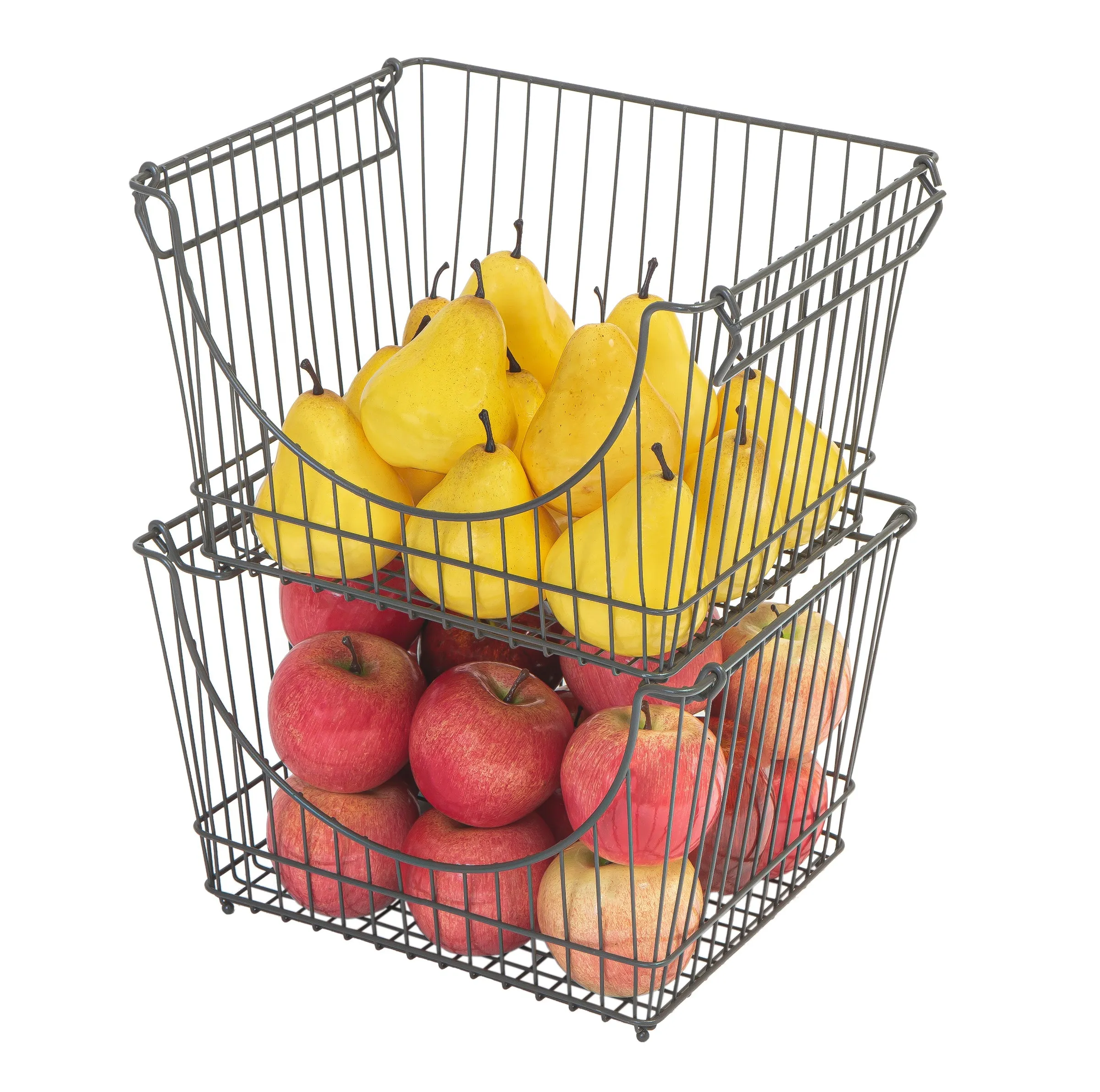 Large Metal Wire Stacking Baskets with Handles