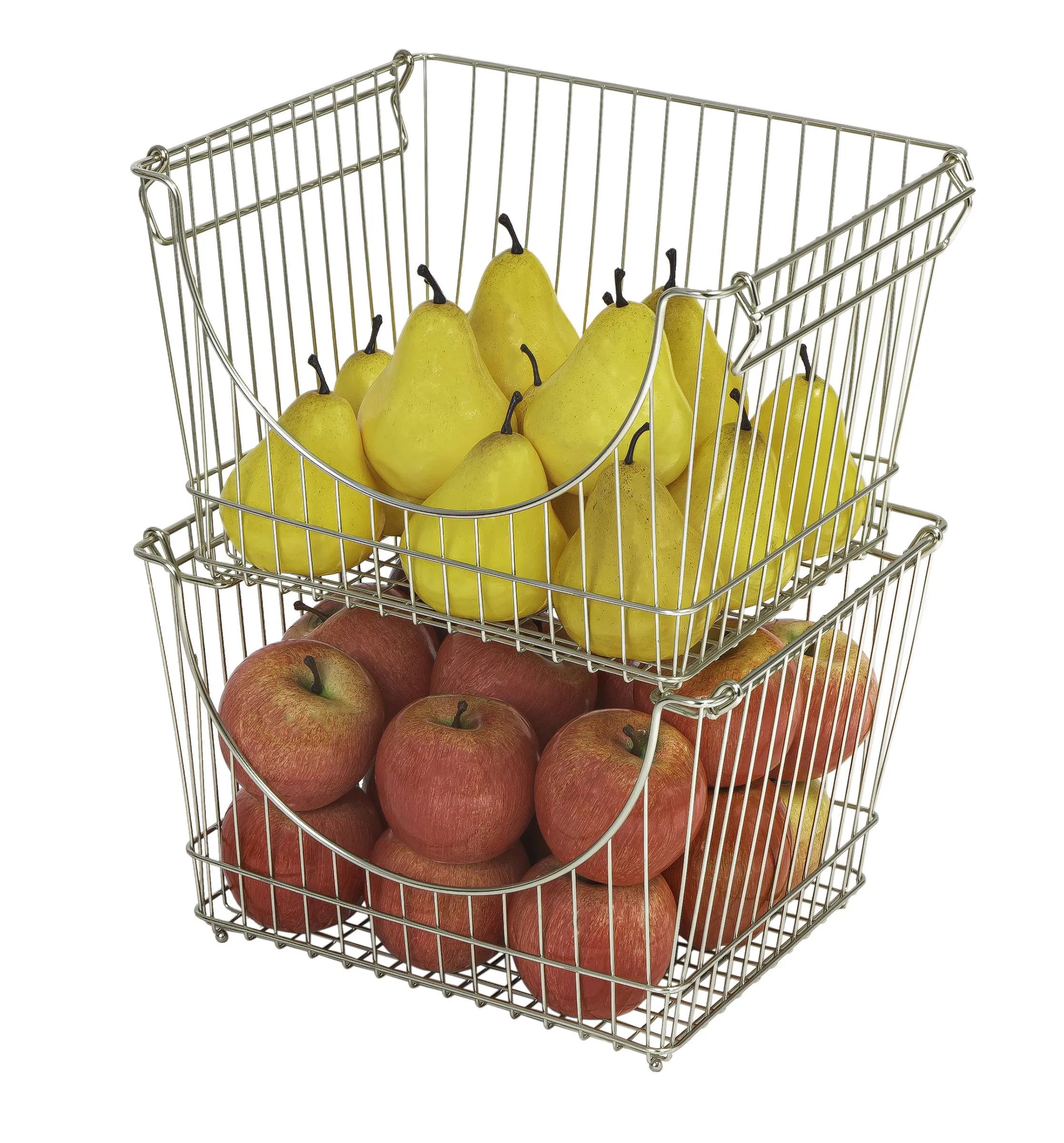 Large Metal Wire Stacking Baskets with Handles