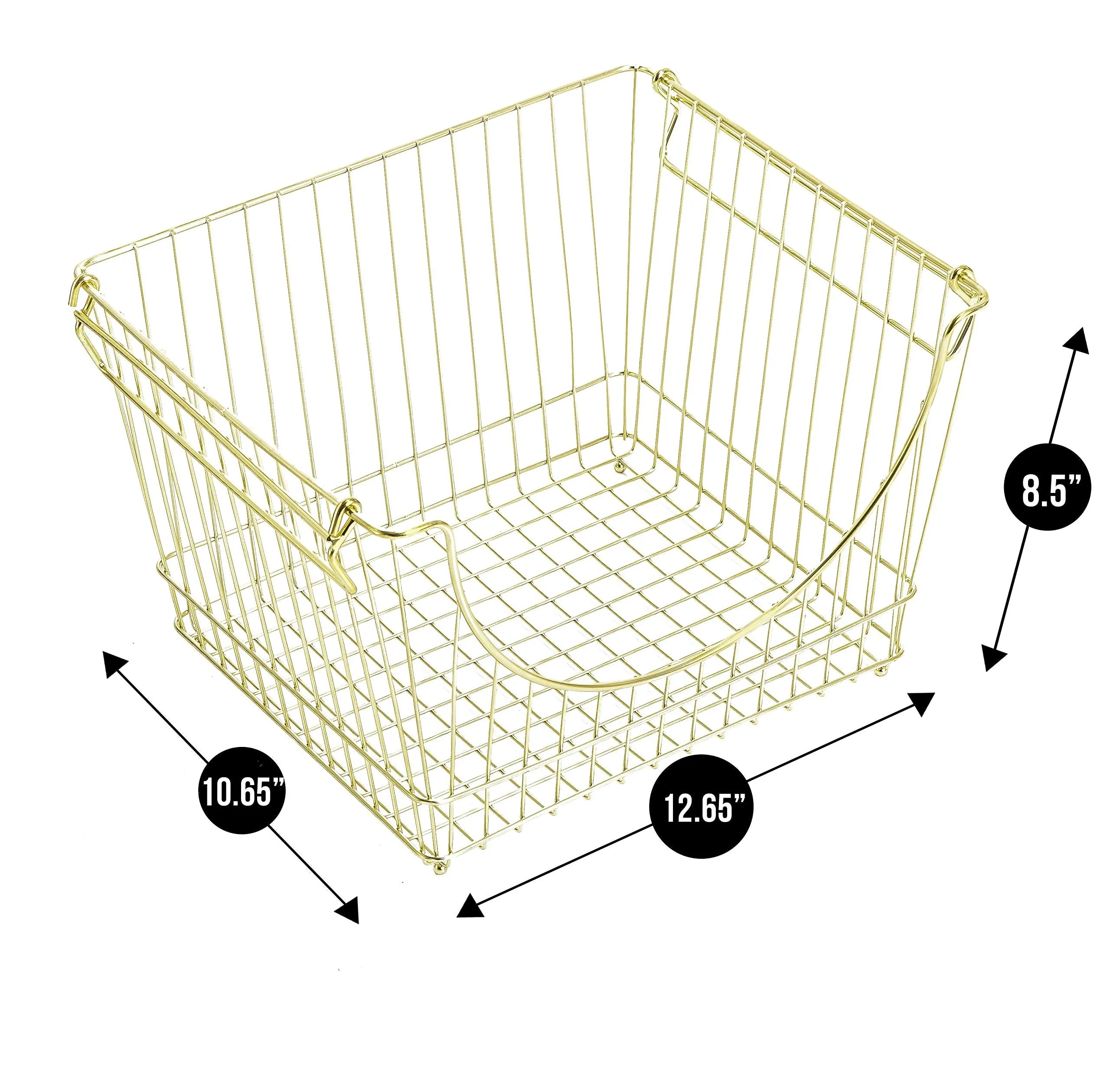 Large Metal Wire Stacking Baskets with Handles