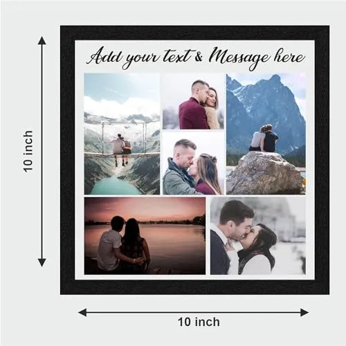 Maurvish Amazing Arts 10x10 Inch Wood Customised Valentine Day Collage Photo Frame with Photo Upload | Valentine's Day Personalized Customized Photo Frame Gift for Couples, Wife, Husband