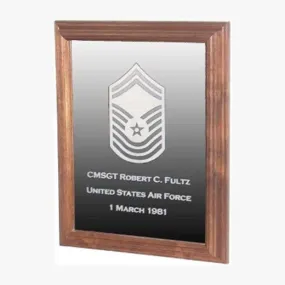 Military Laser Engraved Rank Insignia Mirror Frame - Laser Engraved Mirror