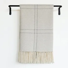 Mist Gray & Charcoal Windowpane Handwoven Alpaca Throw