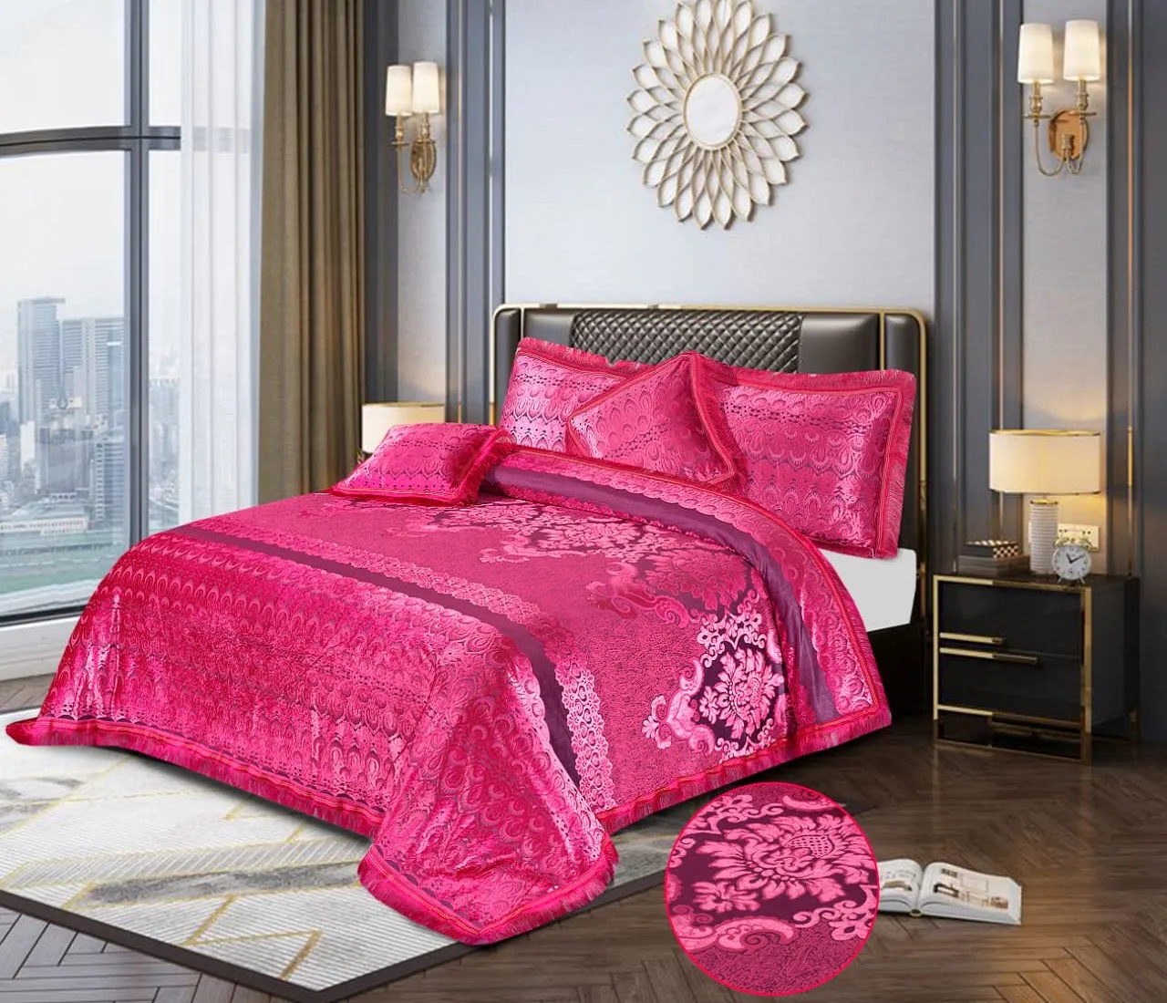 Moroco 5 Pcs Palachi Bed Sheet Set Pink